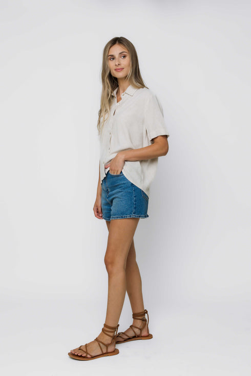 Nina-Roll Cuff Short Sleeve Shirt